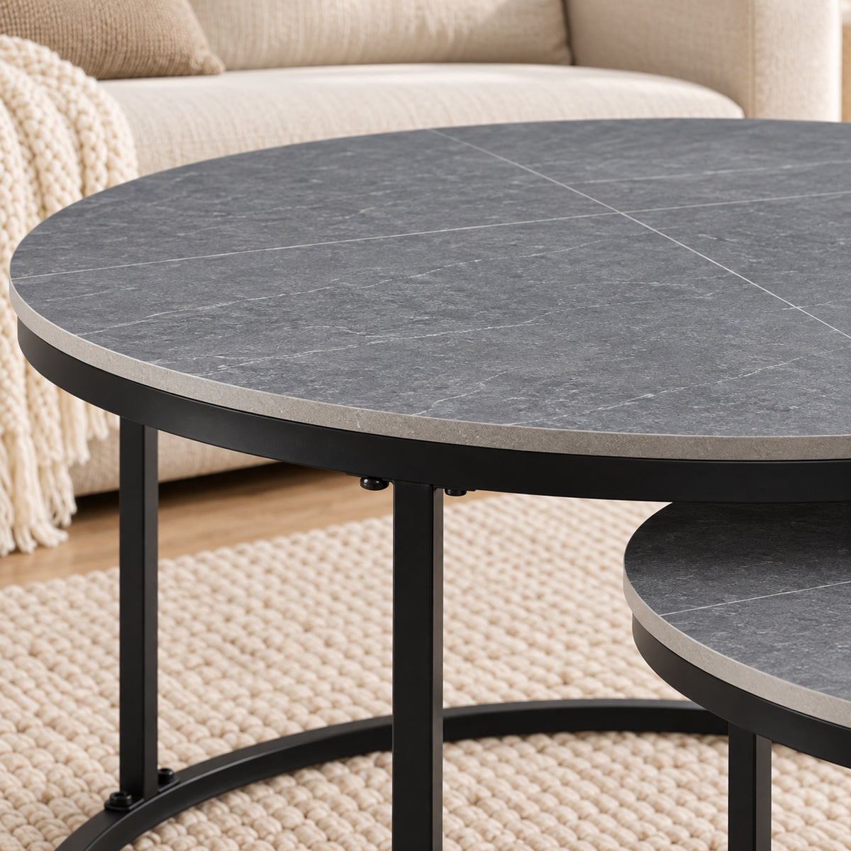 Auden - Ensemble table de salon - Marbre gris