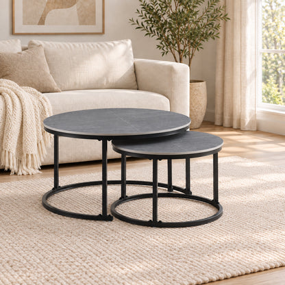 Auden - Ensemble table de salon - Marbre gris
