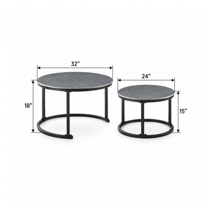 Auden - Ensemble table de salon - Marbre gris