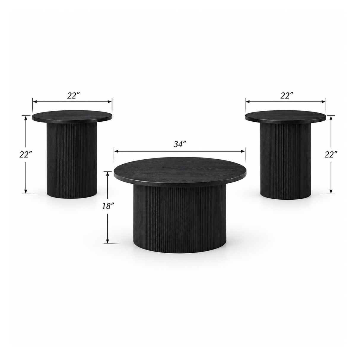 Palmer - Coffee Table Set - Black Wood