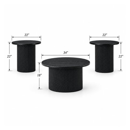 Palmer - Coffee Table Set - Black Wood