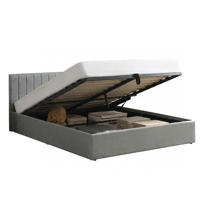 Norah - Full Bed with Storage - Grey Fabric