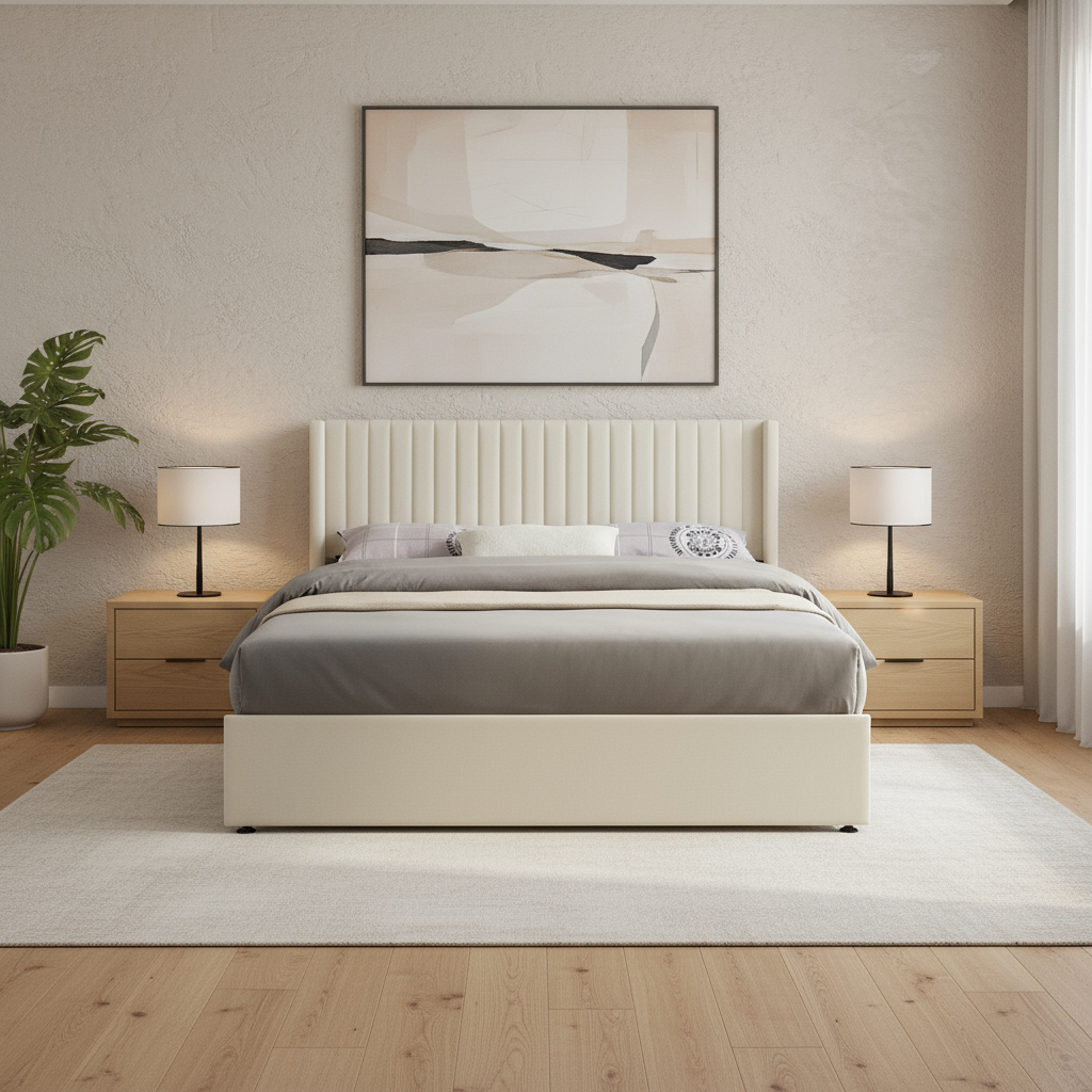 Bena - Queen Bed - Beige Velvet