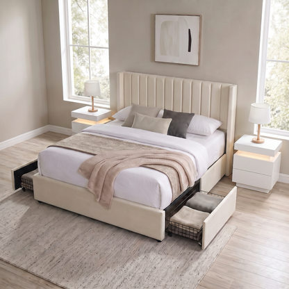 Bena - Lit Double - Velour Beige