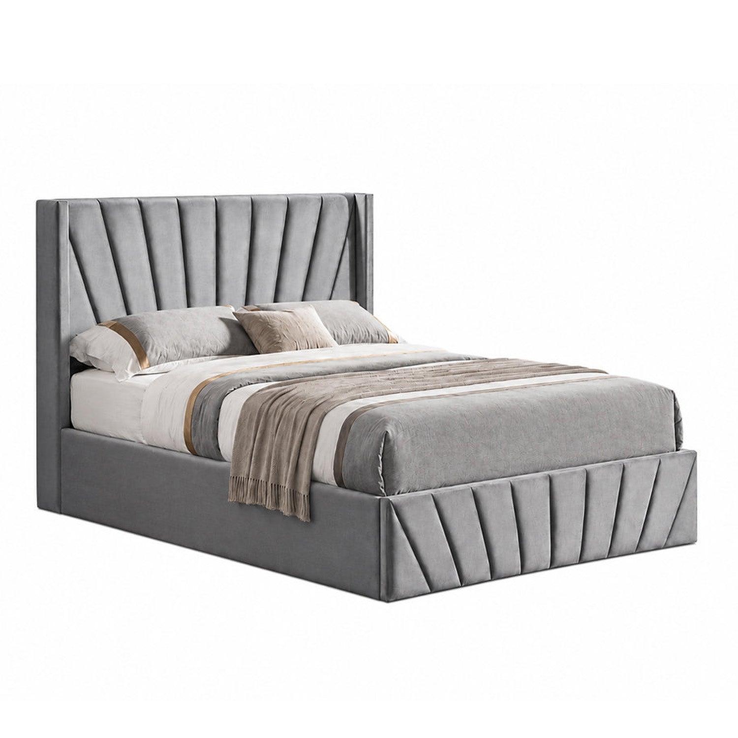 Solaro - Queen Bed - Grey Velvet