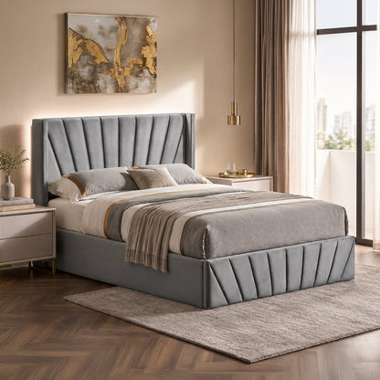 Solaro - Queen Bed - Grey Velvet