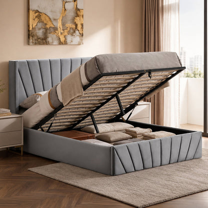 Solaro - Queen Bed - Grey Velvet