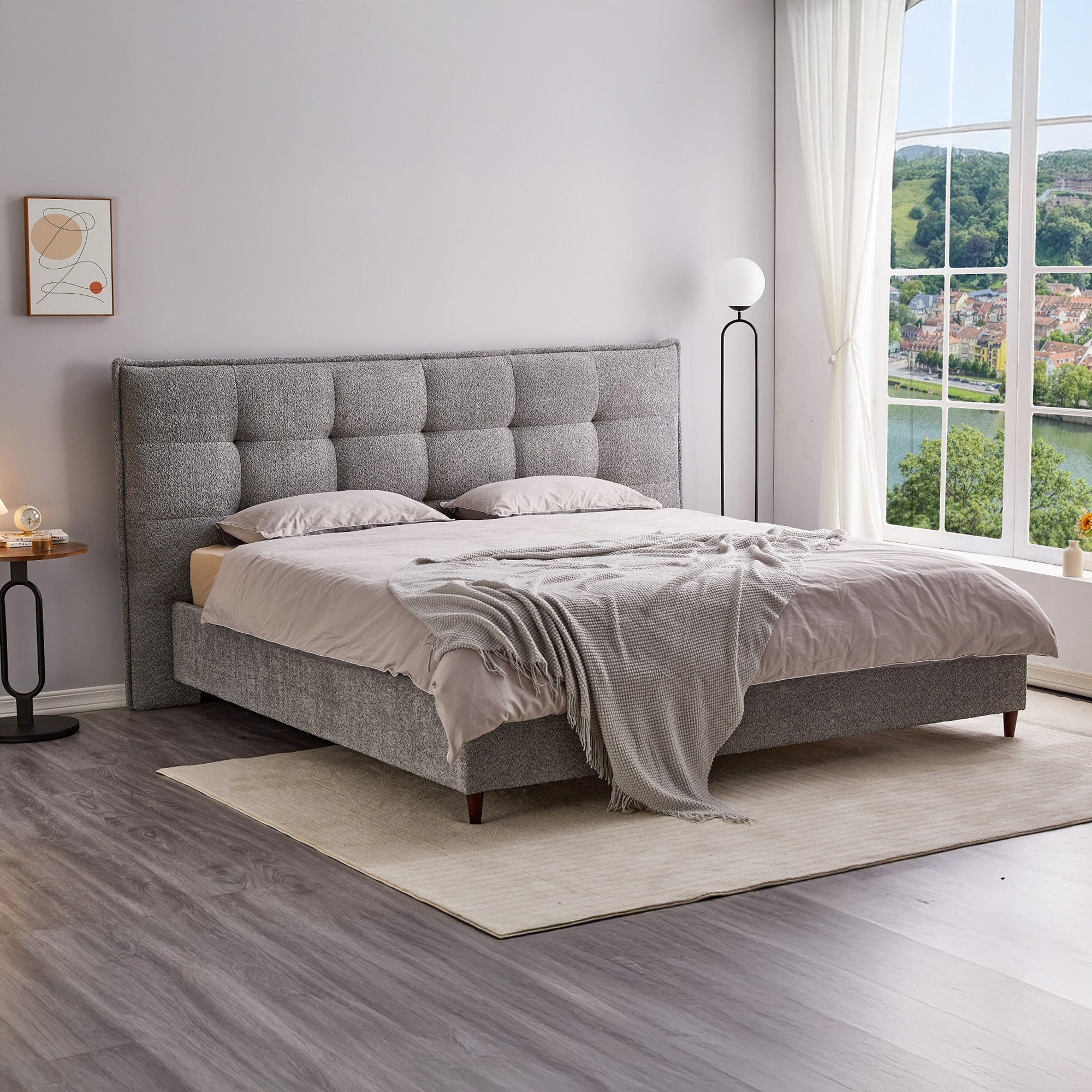 Maiko - Lit Queen - Tissu Gris