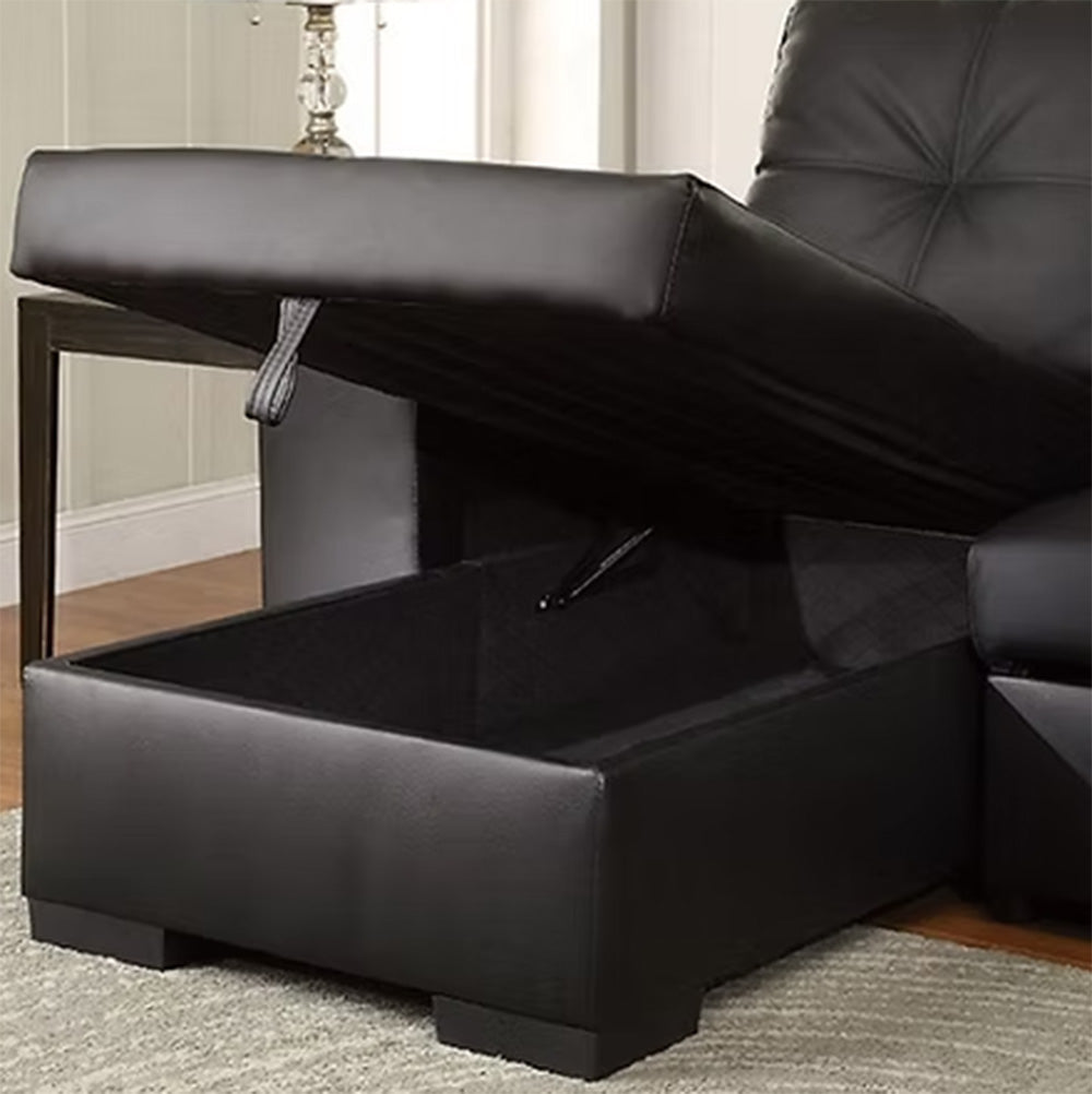 Avina - Sofa Lit Sectionnel Réversible - Cuir Noir
