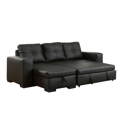 Avina - Sofa Lit Sectionnel Réversible - Cuir Noir