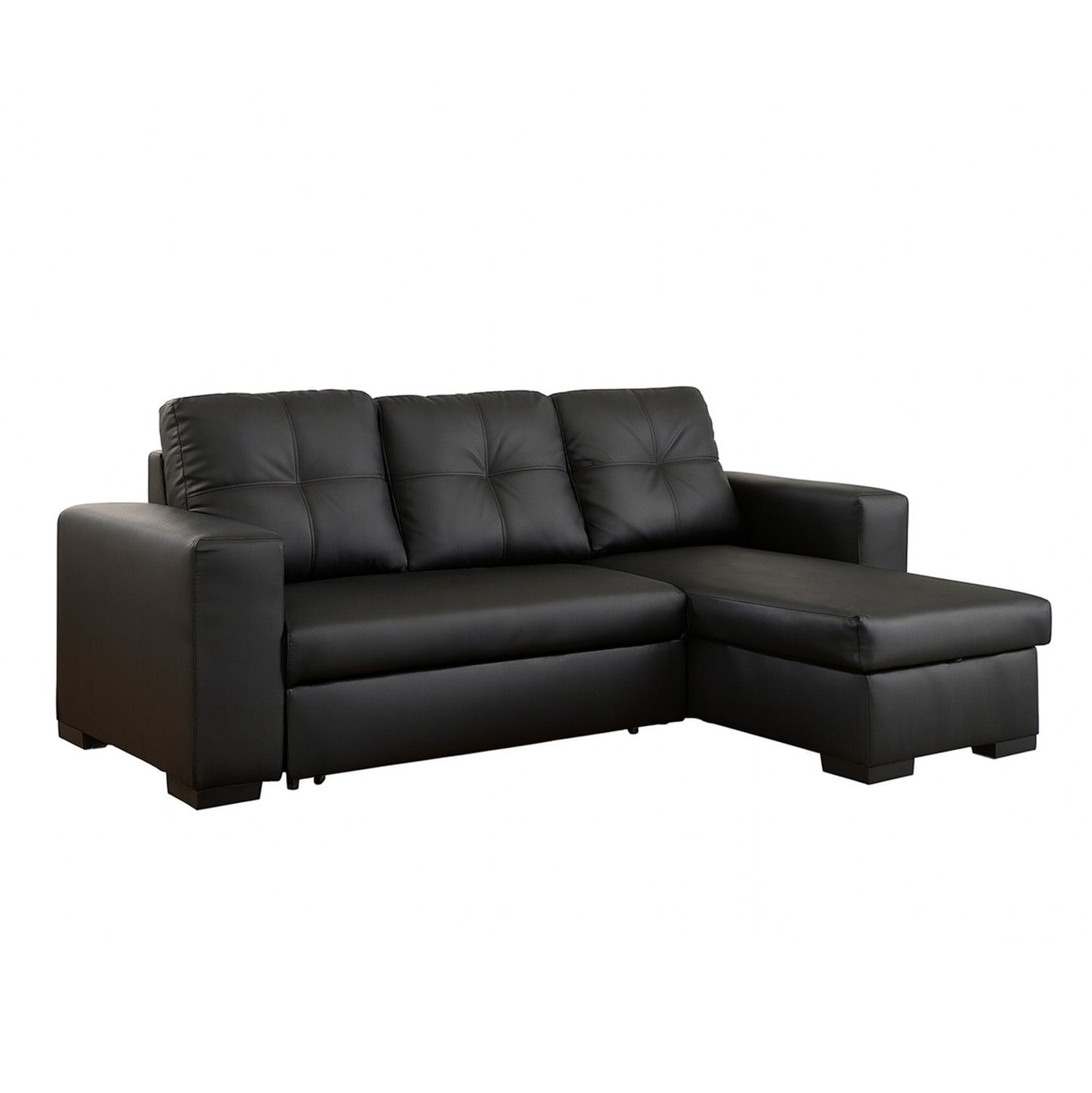 Avina - Sofa Lit Sectionnel Réversible - Cuir Noir