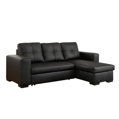 Avina - Sofa Lit Sectionnel Réversible - Cuir Noir