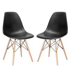Set of 2 chairs / Black / Wooden Base