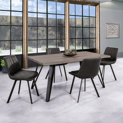 DINING TABLE SET - 5 or 7 PIECES - GREY / CHARCOAL WOOD