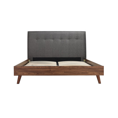 Todros - Queen Bed - Grey Fabric with Walnut Faux Wood