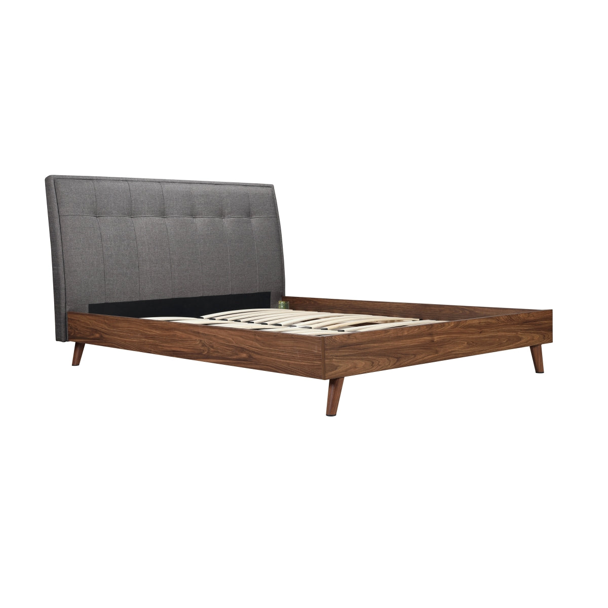 Todros - Queen Bed - Grey Fabric with Walnut Faux Wood