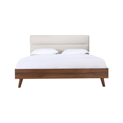 Fletcher - Queen Bed / Pale Beige and Walnut