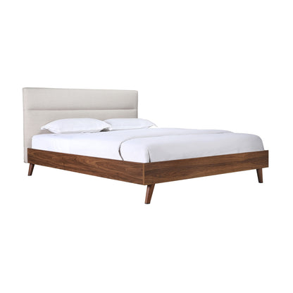 Fletcher - Queen Bed / Pale Beige and Walnut