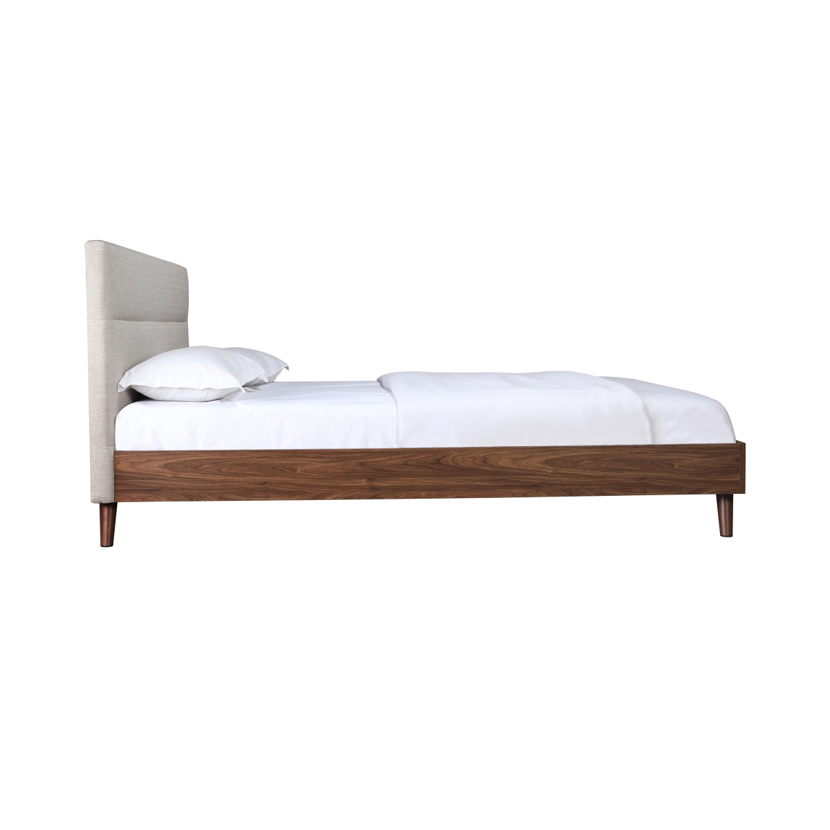 Fletcher - Queen Bed / Pale Beige and Walnut