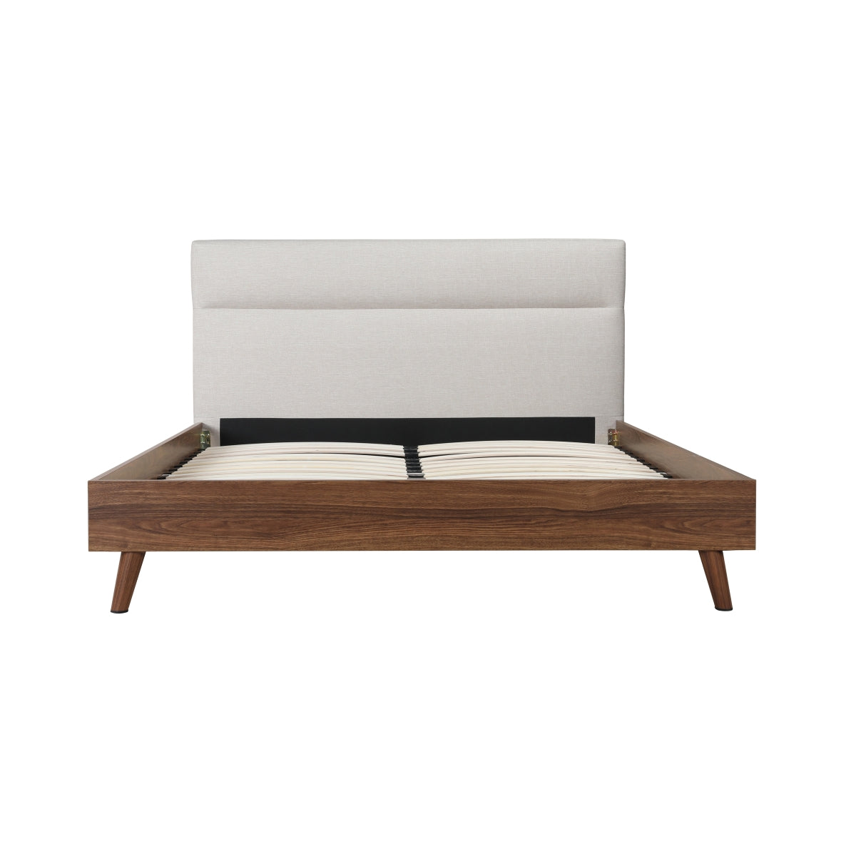 Fletcher - Queen Bed / Pale Beige and Walnut