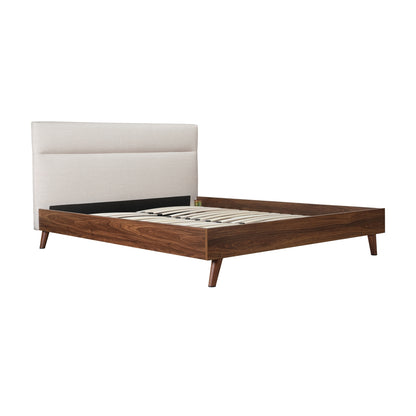 Fletcher - Queen Bed / Pale Beige and Walnut
