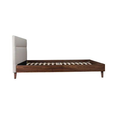 Fletcher - Queen Bed / Pale Beige and Walnut
