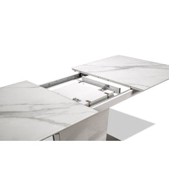 DINING TABLE - 36"X 63-78" / MARBLE TEMPERED GLASS