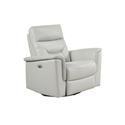 Anglesey - Fauteuil inclinable pivotant - Cuir Véritable Argent