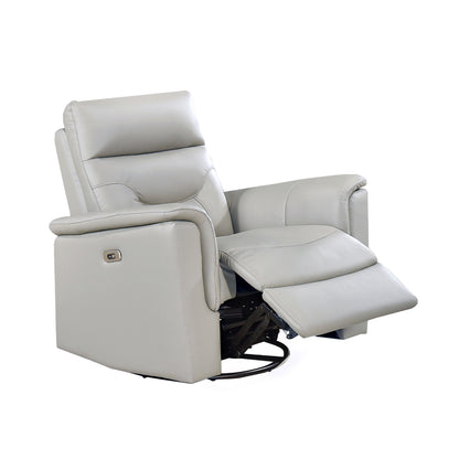 Anglesey - Fauteuil inclinable pivotant - Cuir Véritable Argent