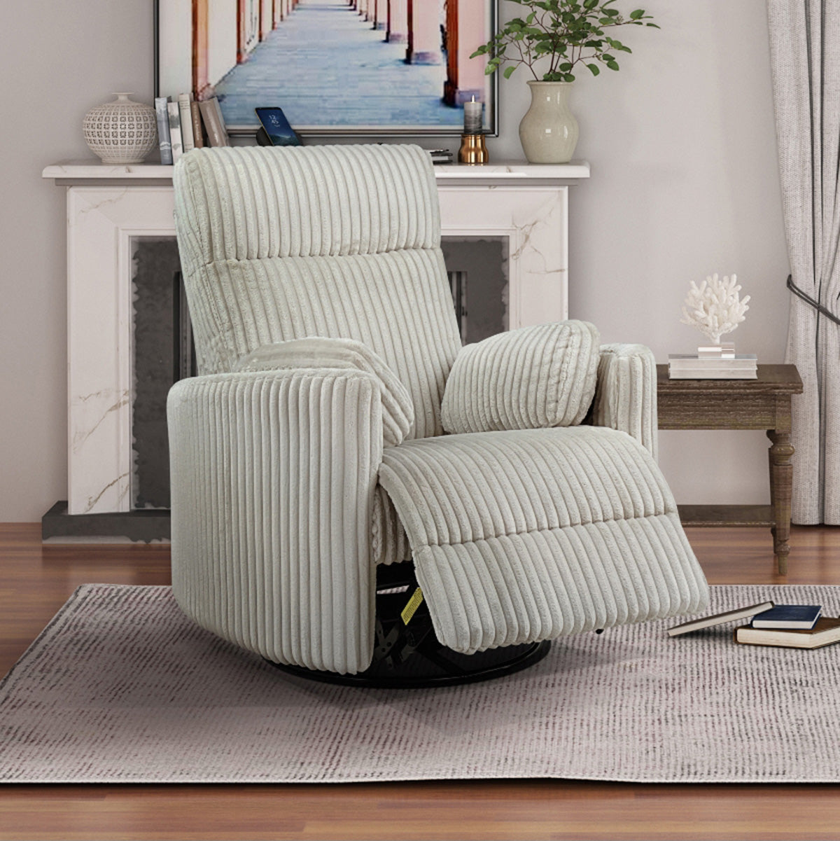 Dancy - Fauteuil inclinable pivotant - Ivoire Corduroy