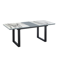 Dining Table - 36"X 63/79" / Marble Tempered Glass