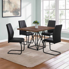 Dining Table Set – 5 Pieces – Faux Wood Brown / Black
