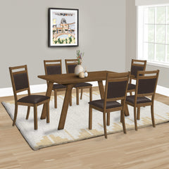 DINING TABLE SET - 6 PIECES - BROWN