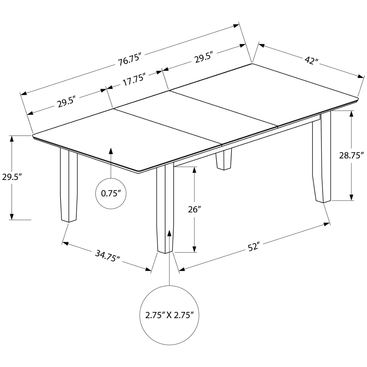 Ambre - Table A Manger - Bois Plaque Espresso