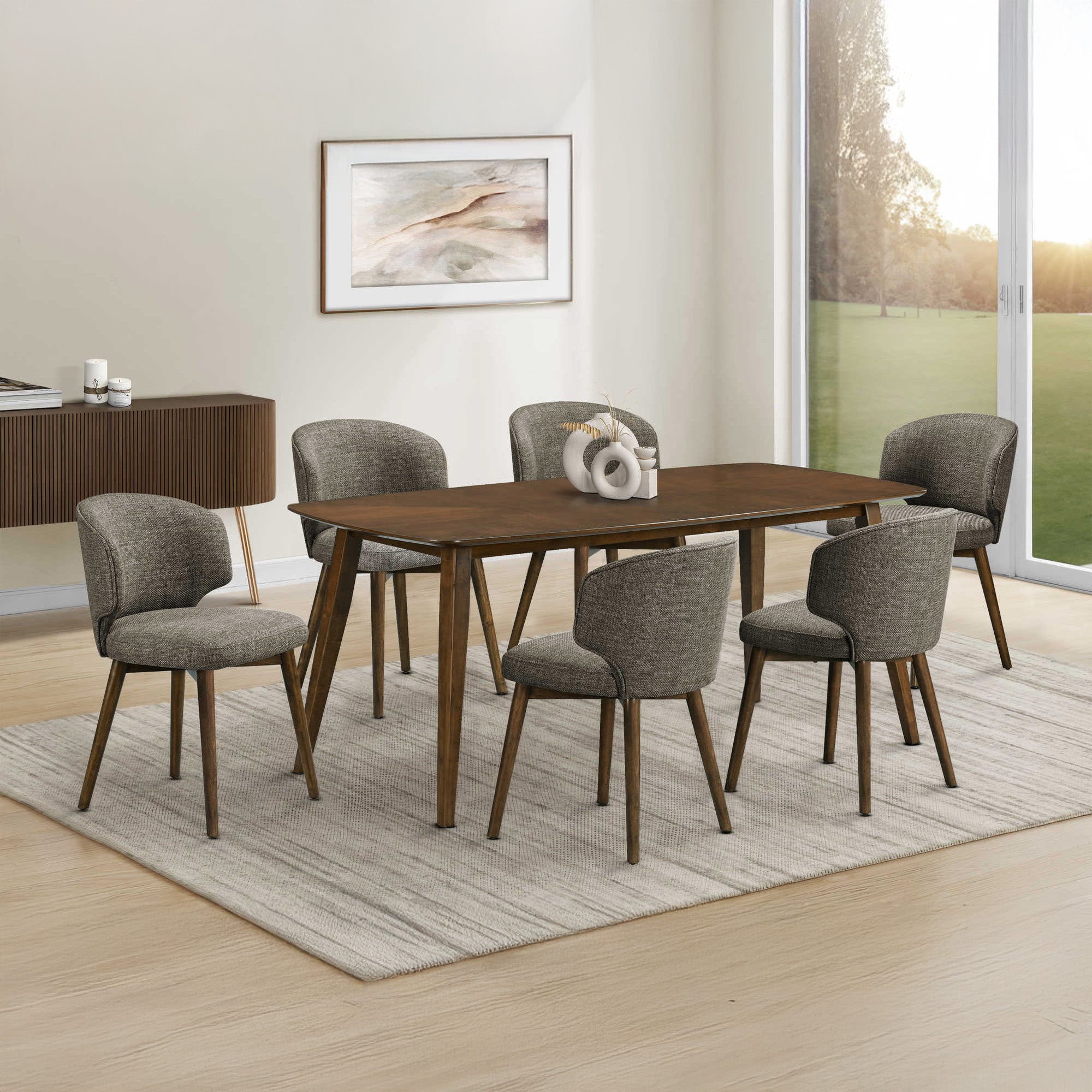 Oslo/Alvano - Dining Room Set - Walnut and Brown