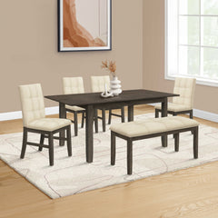 Dining Table Set - 6 Pieces – Gray Veneered Wood