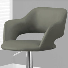 Hydraulic Bar Chair - 1pcs / Swivel / Light Grey / Chrome Metal