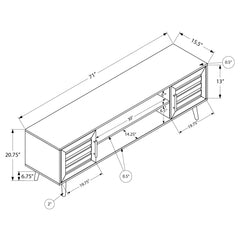 TV Stand - Zane - Brown Faux Wood - 72 in.