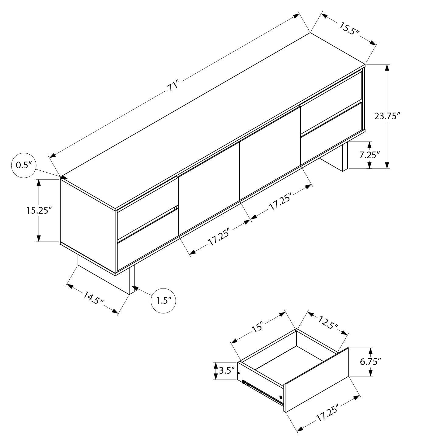 Alida - Meuble de TV - Brun - 72 po