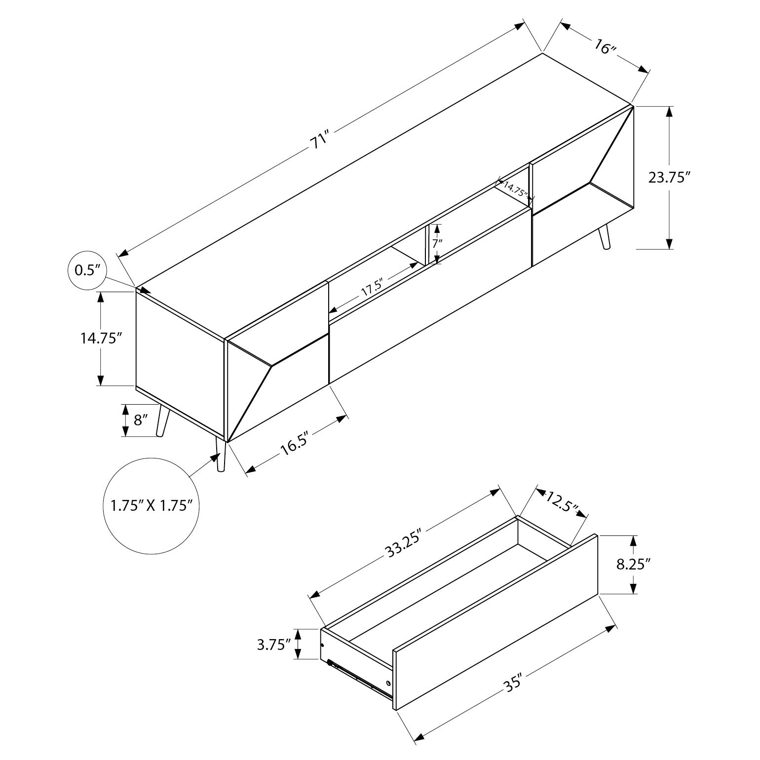 Amance - Meuble de TV - Noyer - 72 po