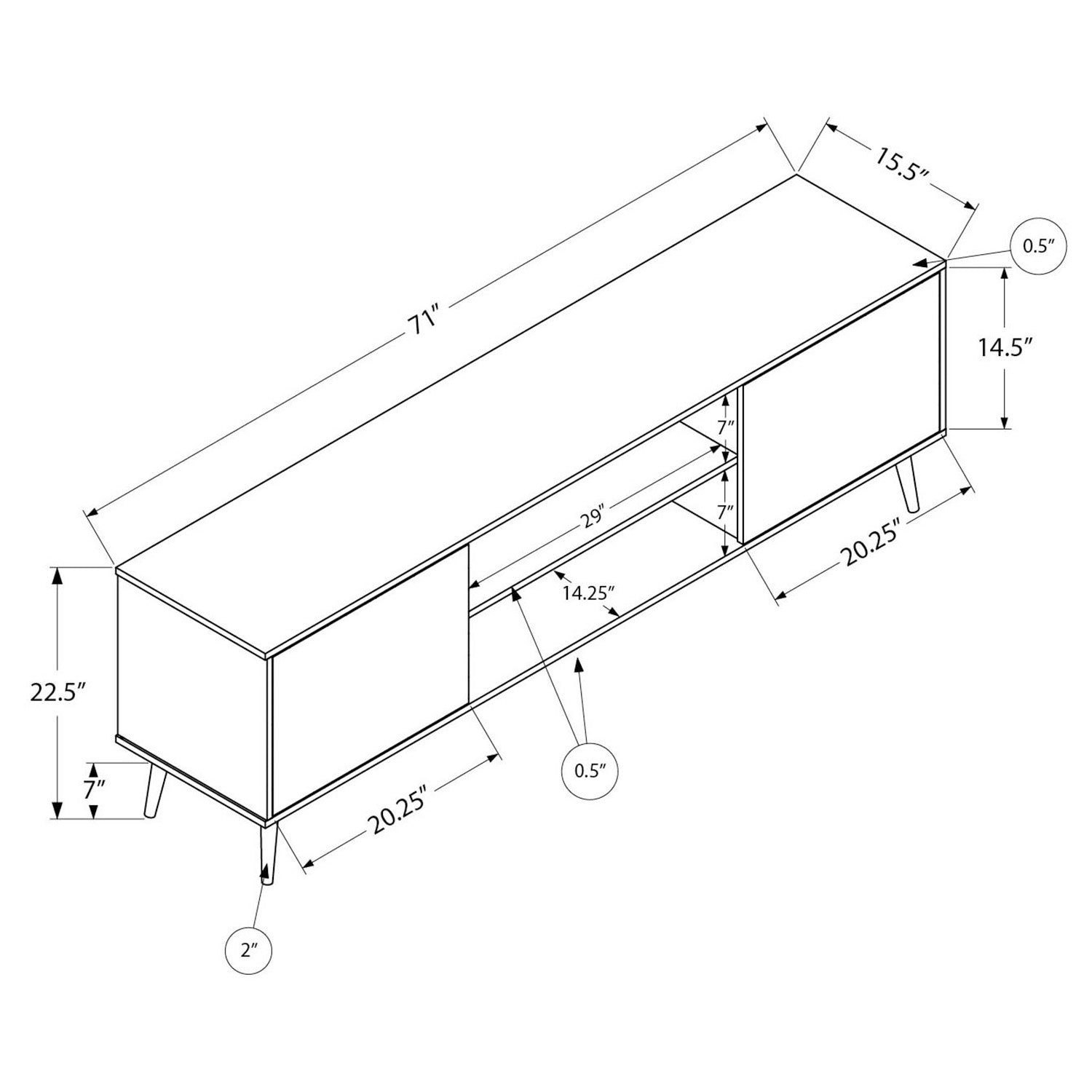 Bennett - Meuble de TV - Simili-Bois Naturel - 72 po