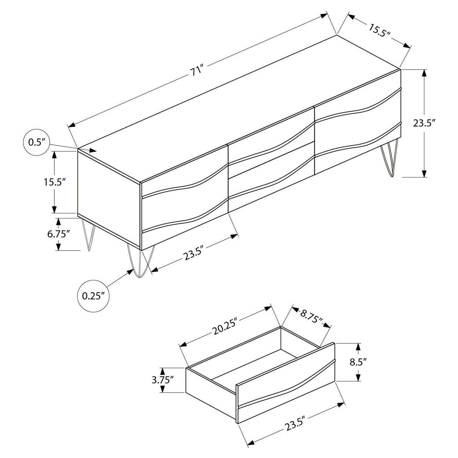 Bokaro - Meuble de TV - Brun Simili-Bois - 72 po