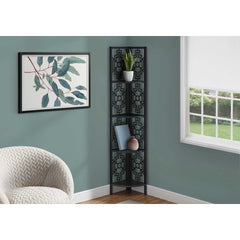 Corner Shelf Bookcase - 62"H / Black / Black Metal