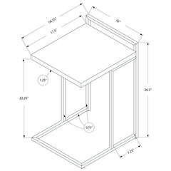 Table D'appoint - 25"H / Taupe Foncé / Metal Chrome
