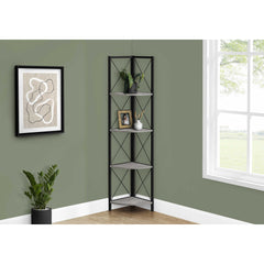 Corner Shelf Bookcase - 60"H / Gray / Black Metal