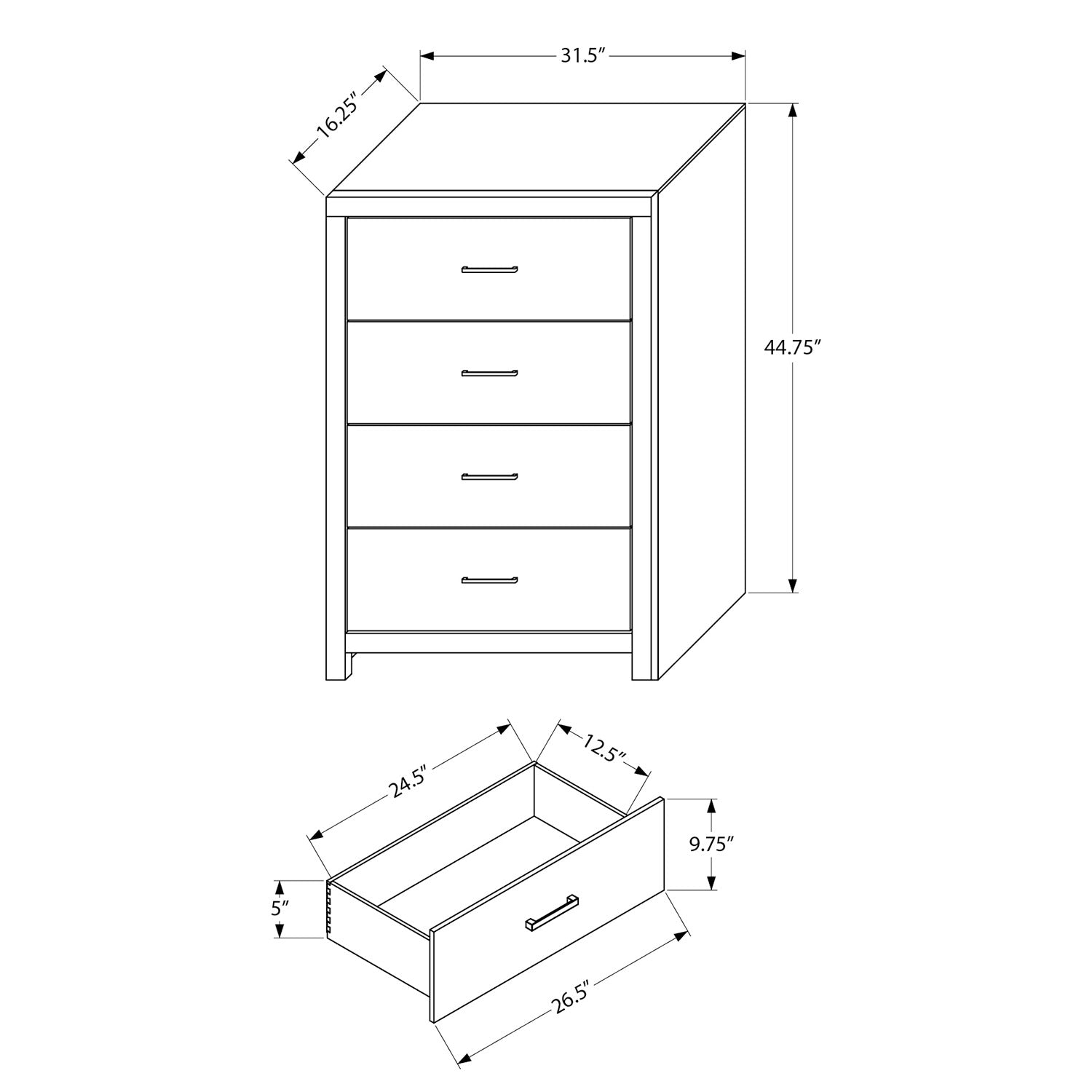 Meliora - 4 Drawer Chest - Bleached Oak