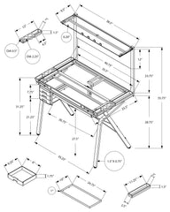 Drawing table - Adjustable / Gray Metal / Tempered Glass