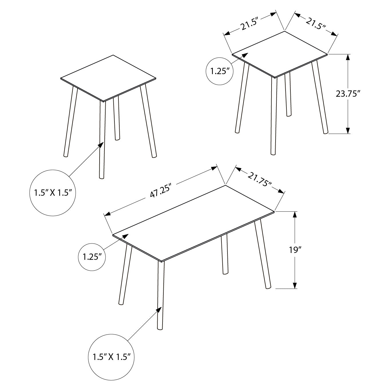 Annick - Ensemble table de salon - Noyer Foncé