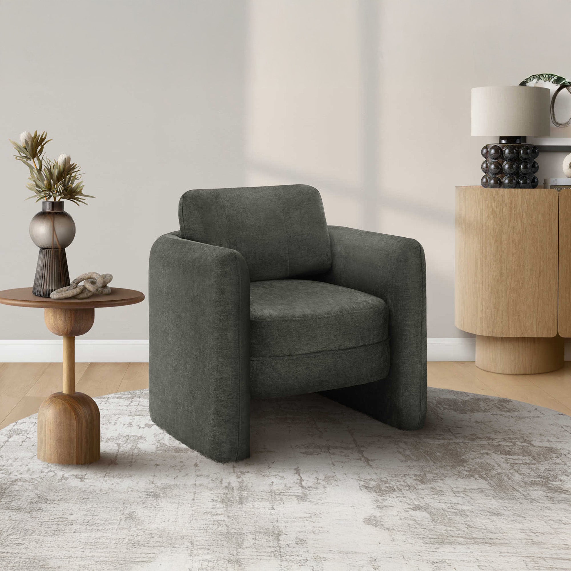 Clovis - Accent Chair - Dark Grey Fabric