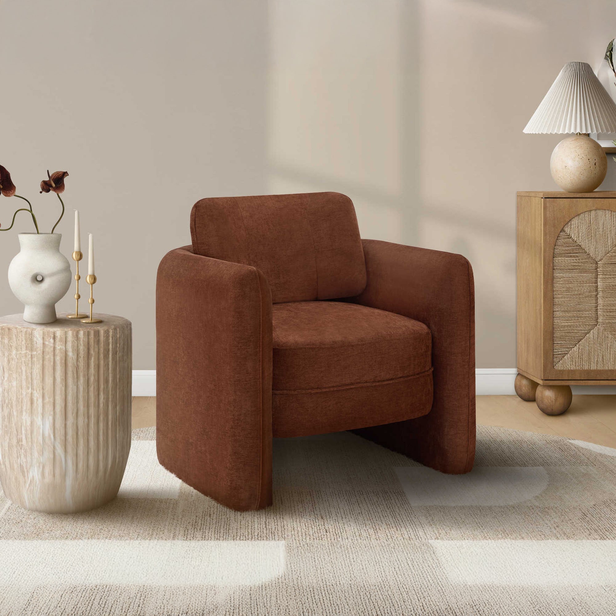 Clovis - Accent Chair - Terracotta Fabric